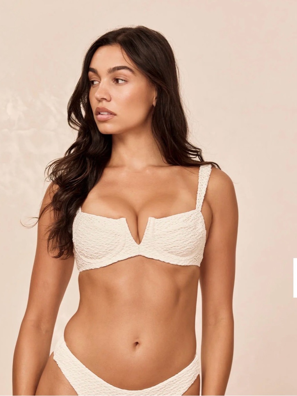 Cream Crochet Bikini Top